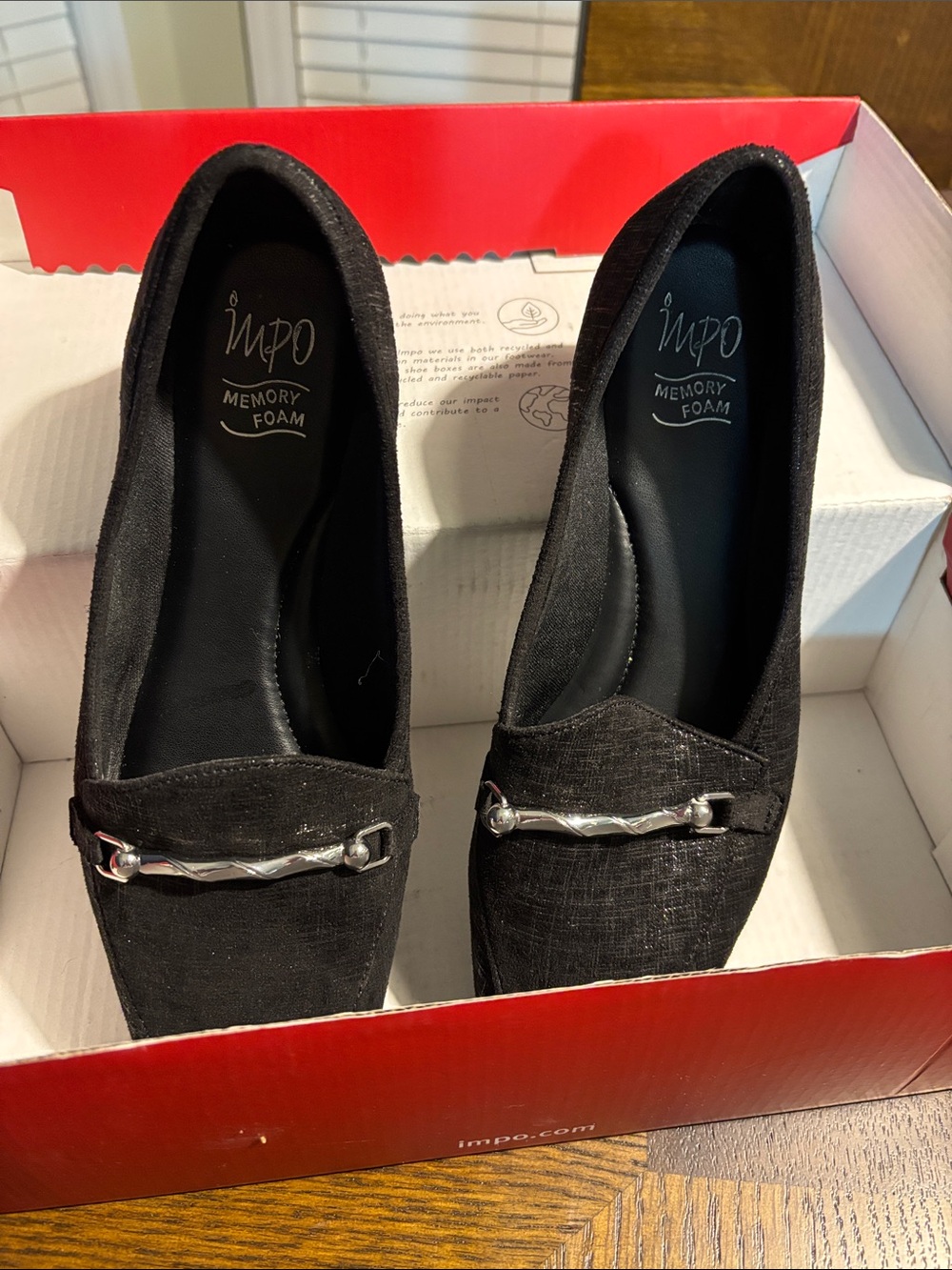 Impo Black Women's Slip-On Loafers with Silver Accent